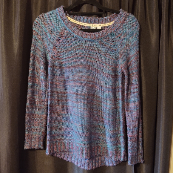 Roxy Knit Pullover Marble Blue Purple Green Small - Picture 1 of 9